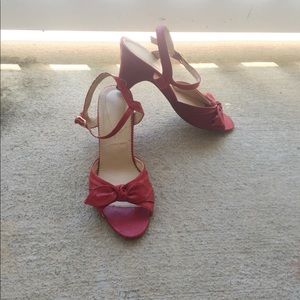 Vintage red ankle strap heels